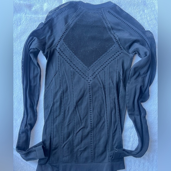 Athleta Mesh Fitted Long Sleeve Top Black Size S - Picture 6 of 7